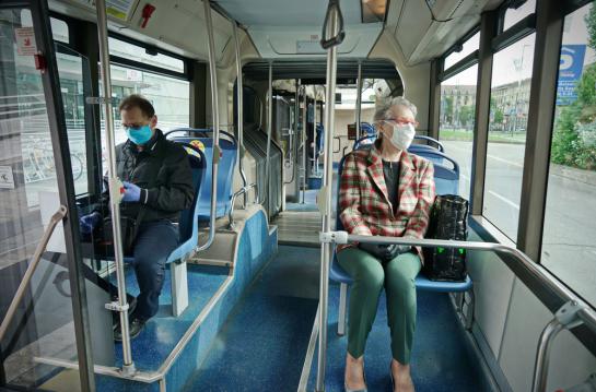 Coronavirus,Outbreak,Lifestyle:,Bus,Passenger,Rides,In,A,Mask.,Turin,
